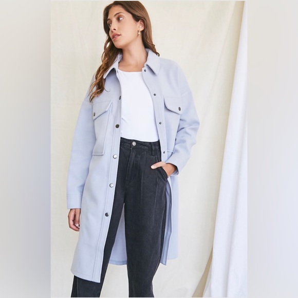 Jackets & Blazers - NWT Dusty Blue Longline Button up Jacket